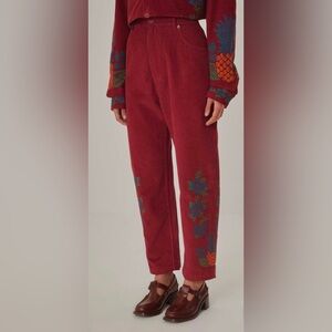 FARM Rio Pink Corduroy Embroidered Pants